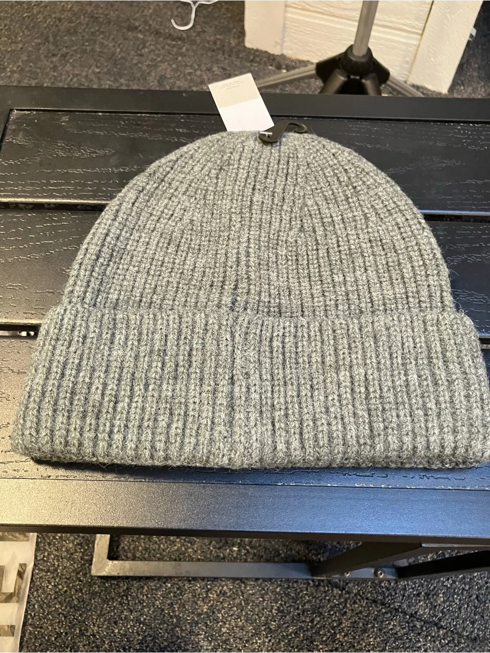 Nordstrom Gray Ribbed Knit Beanie with XXX Patch